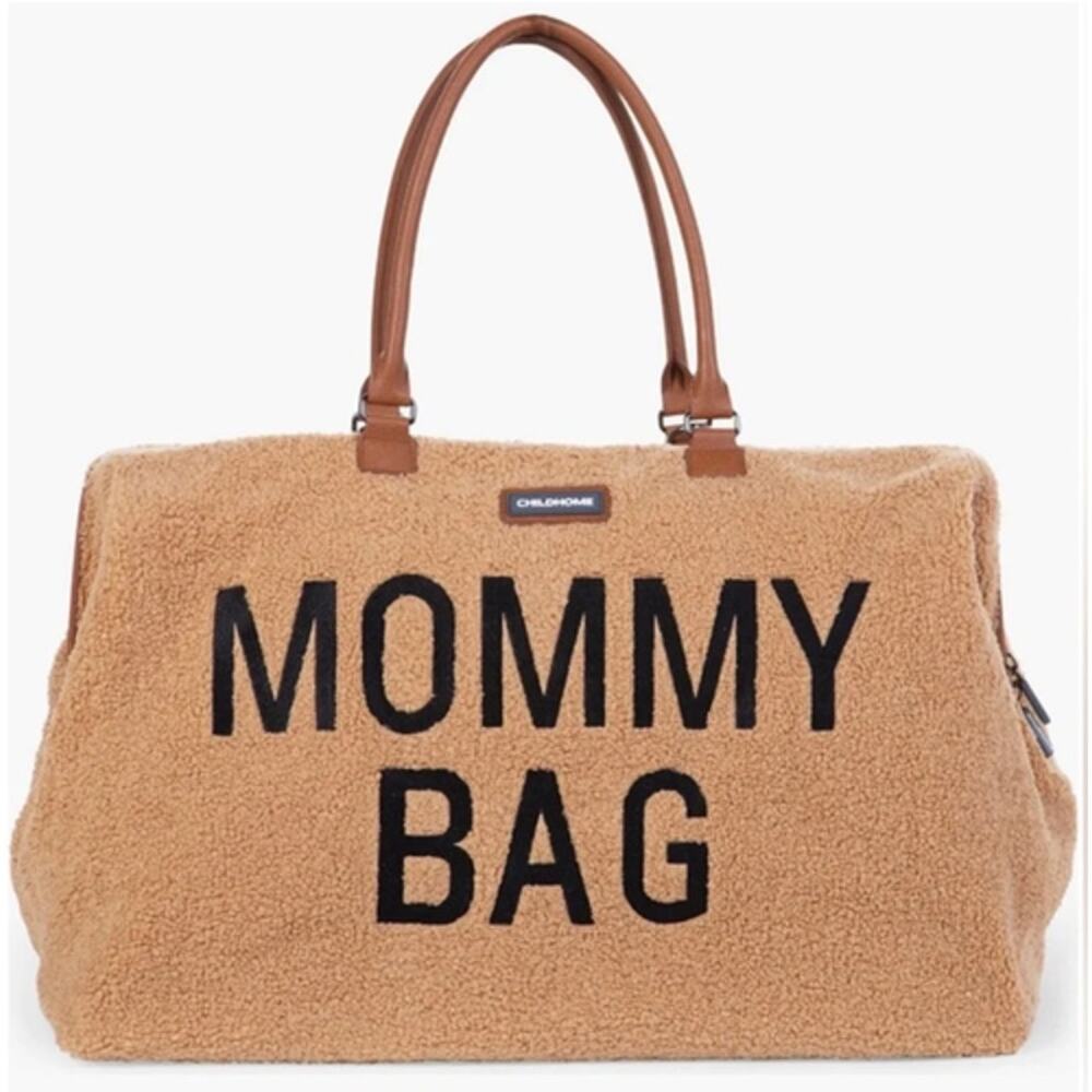 Childhome Teddy Mommy Bag Brown Fuzzy Diaper Travel Duffle NWOT - Picture 2 of 14